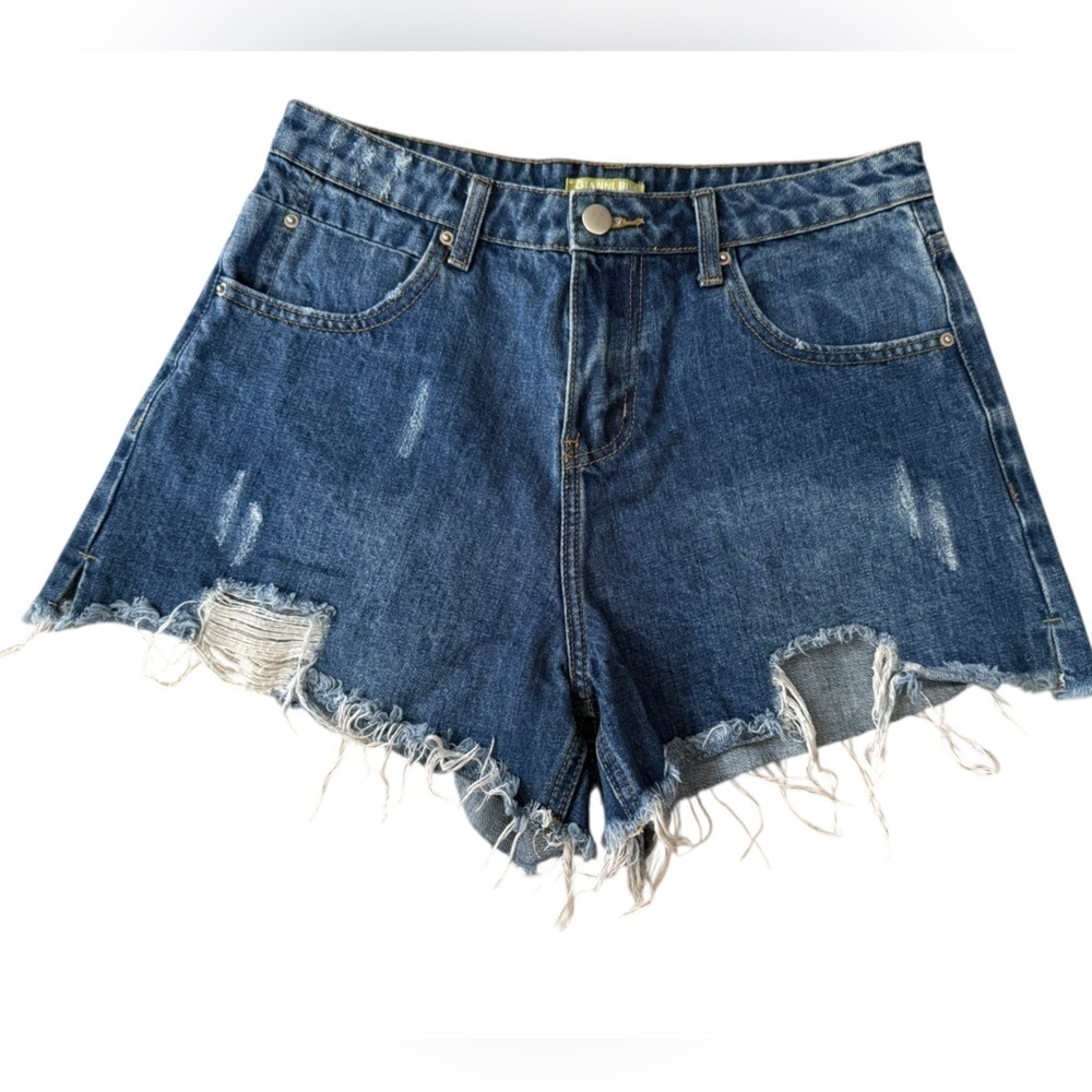 Gianni Bini Distressed Denim Cutoff Shorts Size 27 Jean Shorts 100% cotton - Picture 2 of 4